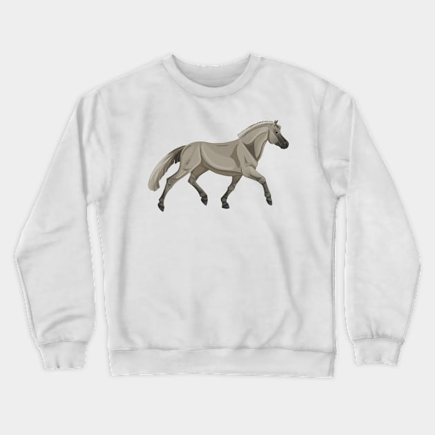 Fjord Pony trotting in the Autumn Sunset Crewneck Sweatshirt by themarementality